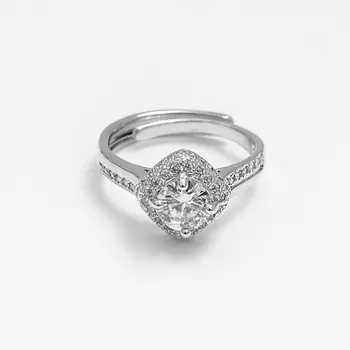 SHINE & BEAUTY Кольцо безразмерное покрытое серебром с кристаллами Swarovski