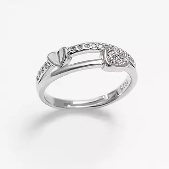 SHINE & BEAUTY Кольцо безразмерное покрытое серебром с кристаллами Swarovski