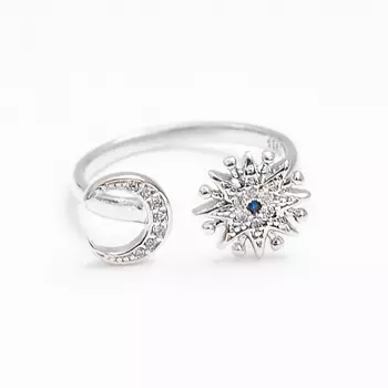 SHINE & BEAUTY Кольцо безразмерное покрытое серебром с кристаллами Swarovski