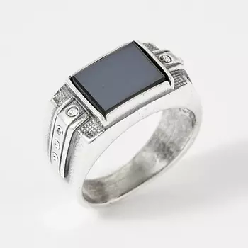 SHINE & BEAUTY Кольцо мужское покрытое серебром с ювелирным стеклом PRECIOSA
