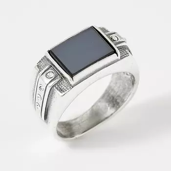 SHINE & BEAUTY Кольцо мужское покрытое серебром с ювелирным стеклом PRECIOSA