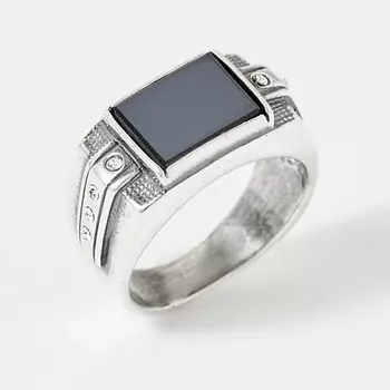 SHINE & BEAUTY Кольцо мужское покрытое серебром с ювелирным стеклом PRECIOSA