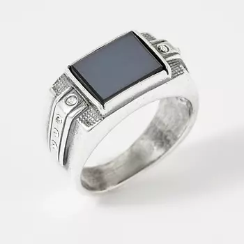 SHINE & BEAUTY Кольцо мужское покрытое серебром с ювелирным стеклом PRECIOSA