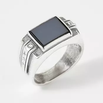 SHINE & BEAUTY Кольцо мужское покрытое серебром с ювелирным стеклом PRECIOSA