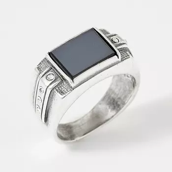 SHINE & BEAUTY Кольцо мужское покрытое серебром с ювелирным стеклом PRECIOSA