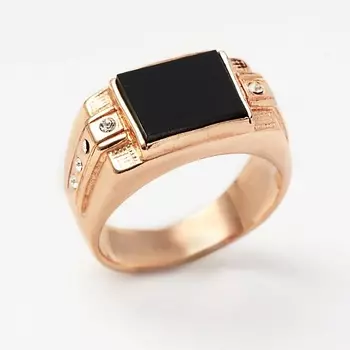SHINE & BEAUTY Кольцо мужское покрытое золотом с ювелирным стеклом PRECIOSA