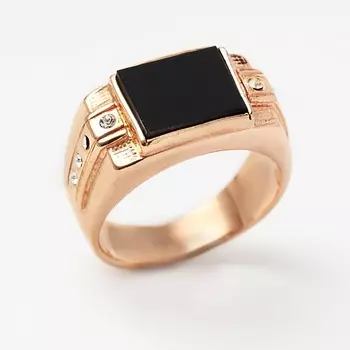 SHINE & BEAUTY Кольцо мужское покрытое золотом с ювелирным стеклом PRECIOSA