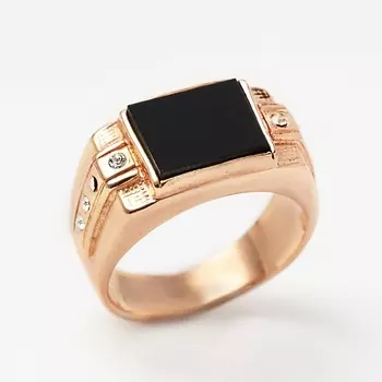 SHINE & BEAUTY Кольцо мужское покрытое золотом с ювелирным стеклом PRECIOSA
