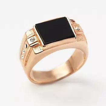 SHINE & BEAUTY Кольцо мужское покрытое золотом с ювелирным стеклом PRECIOSA