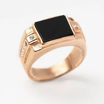 SHINE & BEAUTY Кольцо мужское покрытое золотом с ювелирным стеклом PRECIOSA