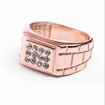 SHINE & BEAUTY Кольцо мужское покрытое золотом с ювелирным стеклом PRECIOSA