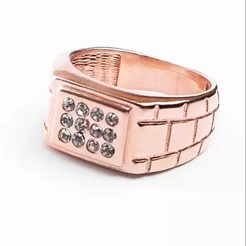 SHINE & BEAUTY Кольцо мужское покрытое золотом с ювелирным стеклом PRECIOSA