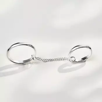 SHINE & BEAUTY Кольцо на две фаланги покрытое серебром 1.0