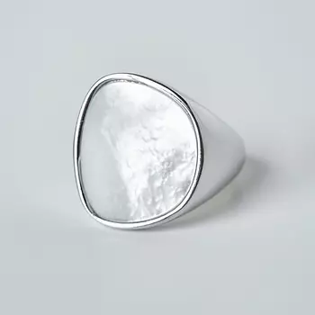 SHINE & BEAUTY Кольцо не замкнутое покрытое серебром с перламутром 1.0