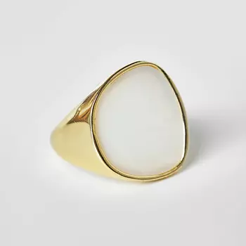 SHINE & BEAUTY Кольцо не замкнутое покрытое серебром с перламутром 1.0