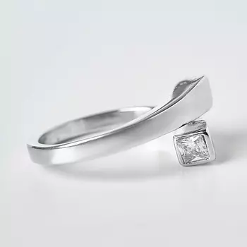 SHINE & BEAUTY Кольцо не замкнутое покрытое серебром с кристаллами Swarovski 1.0