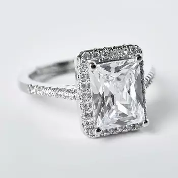 SHINE & BEAUTY Кольцо не замкнутое покрытое серебром с кристаллами Swarovski 1.0