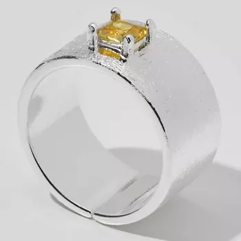 SHINE & BEAUTY Кольцо не замкнутое с цирконом покрытое серебром 1.0