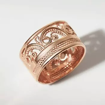 SHINE & BEAUTY Ювелирная бижутерия, ажурное кольцо покрытое золотом 1.0