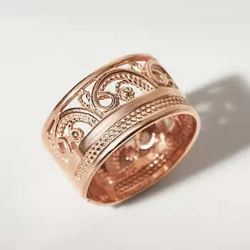 SHINE & BEAUTY Ювелирная бижутерия, ажурное кольцо покрытое золотом 1.0