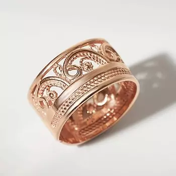 SHINE & BEAUTY Ювелирная бижутерия, ажурное кольцо покрытое золотом 1.0