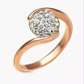 SHINE & BEAUTY Кольцо покрытое золотом с ювелирным стеклом PRECIOSA