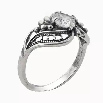 SHINE & BEAUTY Кольцо с фианитом покрытое серебром