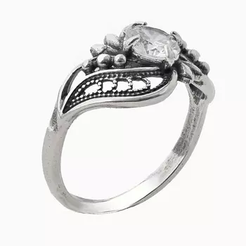 SHINE & BEAUTY Кольцо с фианитом покрытое серебром