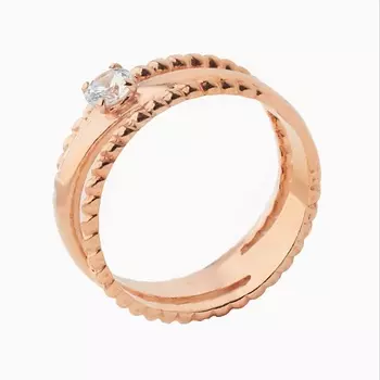 SHINE & BEAUTY Кольцо с фианитом покрытое золотом