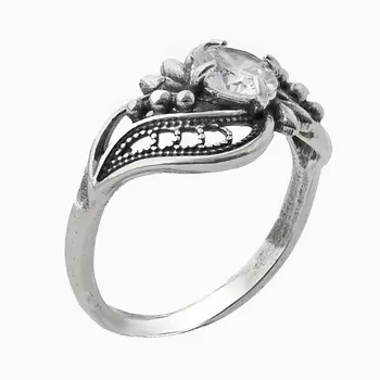 SHINE & BEAUTY Кольцо с фианитом покрытое серебром