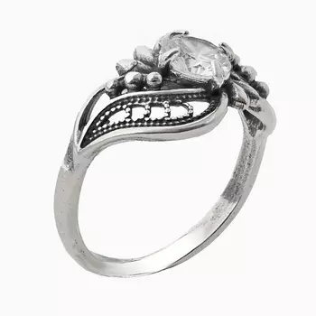 SHINE & BEAUTY Кольцо с фианитом покрытое серебром