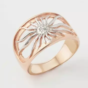 SHINE & BEAUTY Кольцо с ювелирным стеклом покрытое золотом 1.0