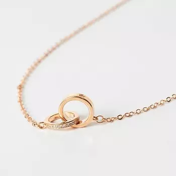 SHINE & BEAUTY Колье "Кольца", покрытое золотом с кристаллами Swarovski