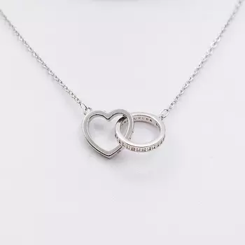 SHINE & BEAUTY Кулон на цепочке покрытые серебром с кристаллами Swarovski