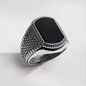 SHINE & BEAUTY Перстень с агатом покрытый серебром 1.0