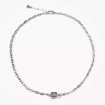 SHINE & BEAUTY Подвеска на цепочке с цирконом покрытая серебром