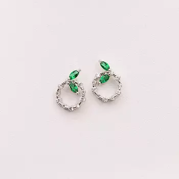 SHINE & BEAUTY Серьги-гвоздики покрытое серебром с кристаллами Swarovski