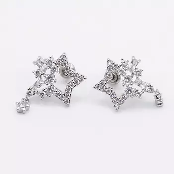 SHINE & BEAUTY Серьги-гвоздики покрытые серебром с кристаллами Swarovski