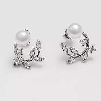 SHINE & BEAUTY Серьги-гвоздики покрытые серебром с кристаллами Swarovski