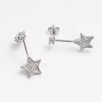 SHINE & BEAUTY Серьги-гвоздики покрытые серебром с кристаллами Swarovski