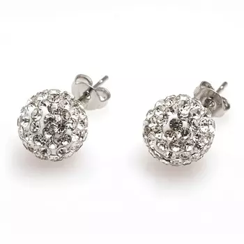 SHINE & BEAUTY Серьги-гвоздики покрытые серебром с кристаллами Swarovski