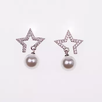 SHINE & BEAUTY Серьги-гвоздики покрытые серебром с кристаллами Swarovski