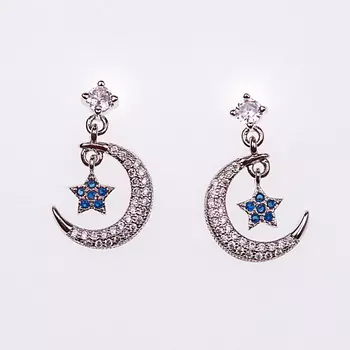 SHINE & BEAUTY Серьги-гвоздики покрытые серебром с кристаллами Swarovski