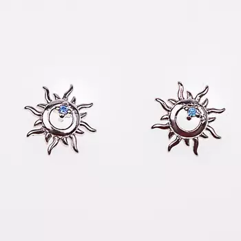 SHINE & BEAUTY Серьги-гвоздики покрытые серебром с кристаллами Swarovski