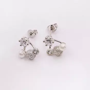 SHINE & BEAUTY Серьги-гвоздики покрытые серебром с кристаллами Swarovski