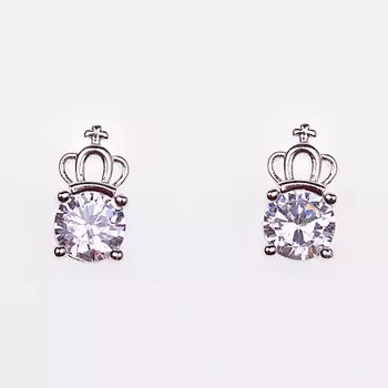 SHINE & BEAUTY Серьги-гвоздики покрытые серебром с кристаллами Swarovski