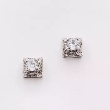 SHINE & BEAUTY Серьги-гвоздики покрытые серебром с кристаллами Swarovski