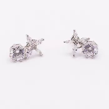 SHINE & BEAUTY Серьги-гвоздики покрытые серебром с кристаллами Swarovski