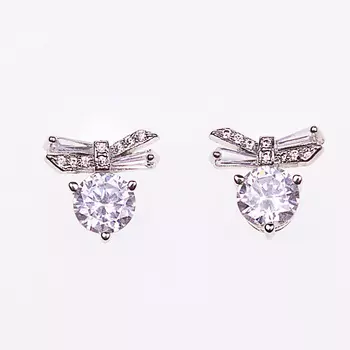 SHINE & BEAUTY Серьги-гвоздики покрытые серебром с кристаллами Swarovski