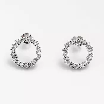 SHINE & BEAUTY Серьги-гвоздики покрытые серебром с кристаллами Swarovski